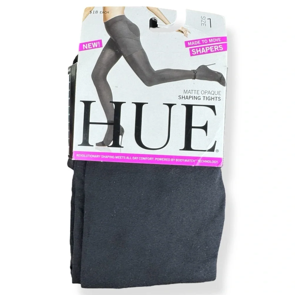 HUE Made to Move Matte Opaque Shaping Tights Size 1 Black